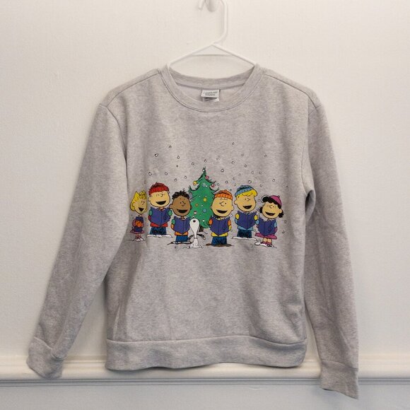 Peanuts Light-Up Christmas Sweatshirt XX-Large Kids 14/16 Grey Heather - Picture 2 of 7